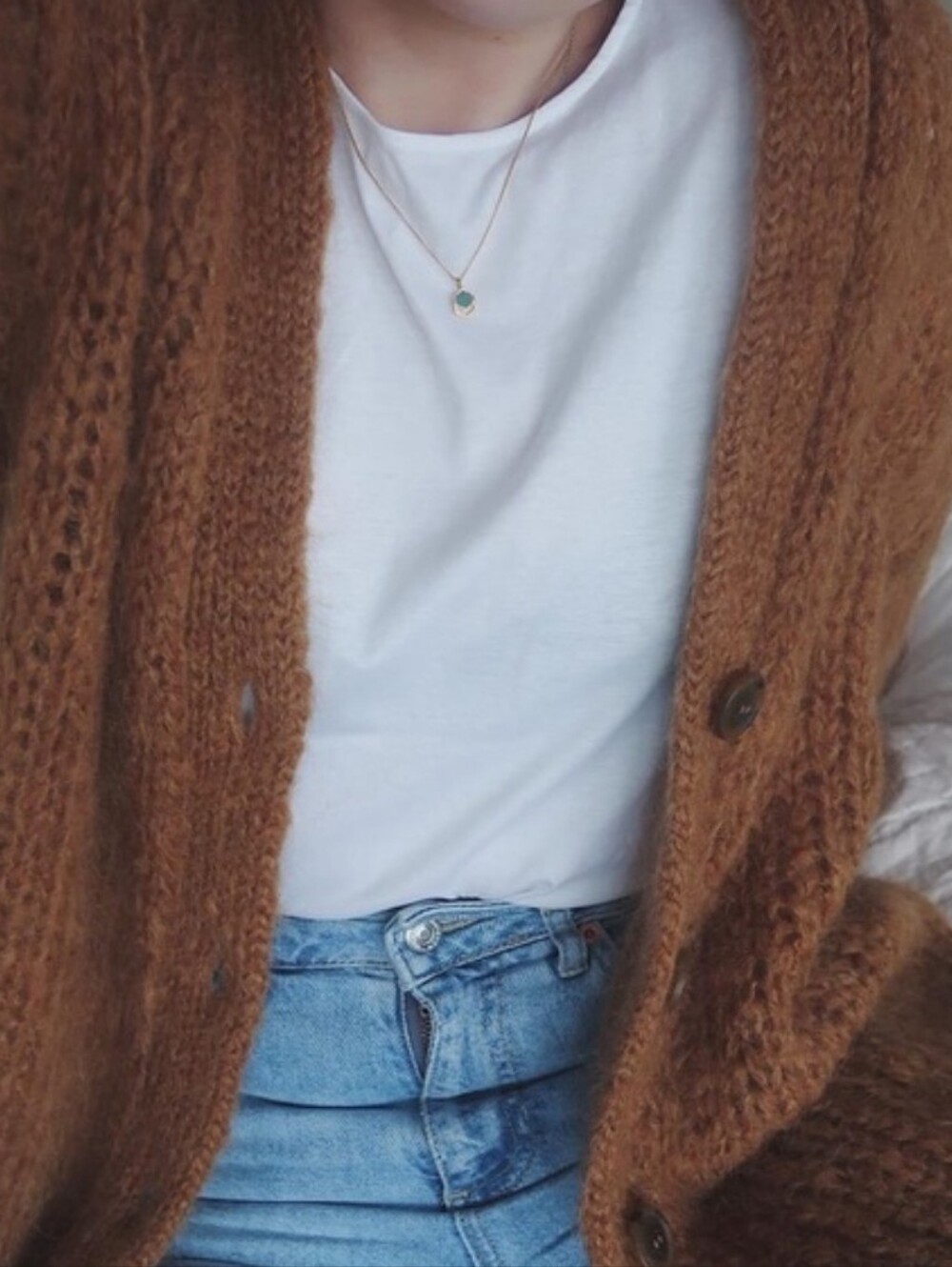 & Other Stories Cozy Oversized Mohair-Wool Blend Cardigan Sweater - Camel XS - Picture 2 of 6